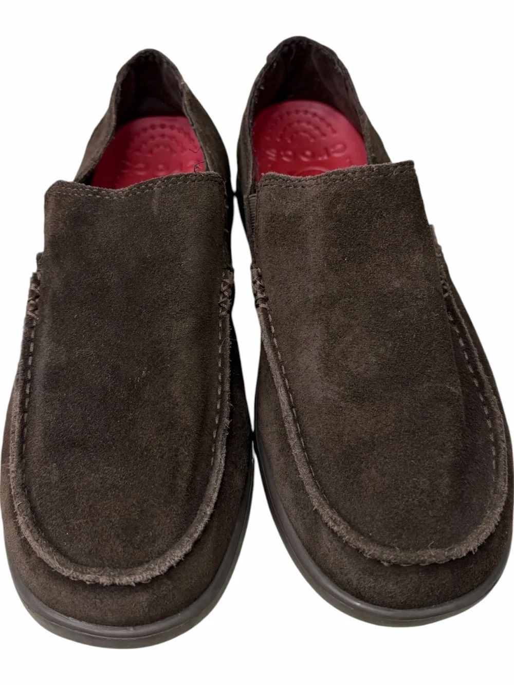 Crocs Santa Cruz Men's Brown Suede Leather Loafers Slip-On Shoes Size 9